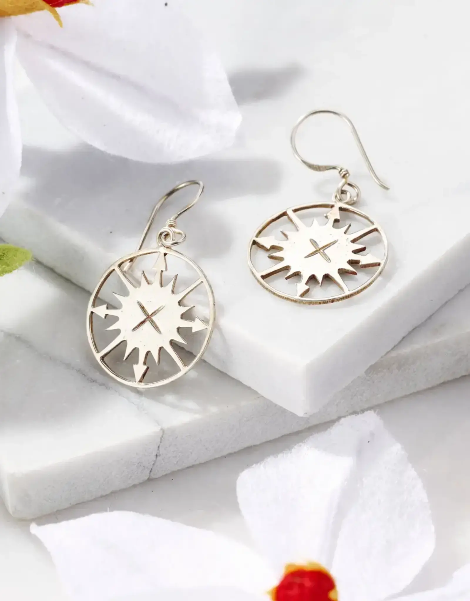 Ten Thousand Villages Lazimpat Compass Sun Earrings
