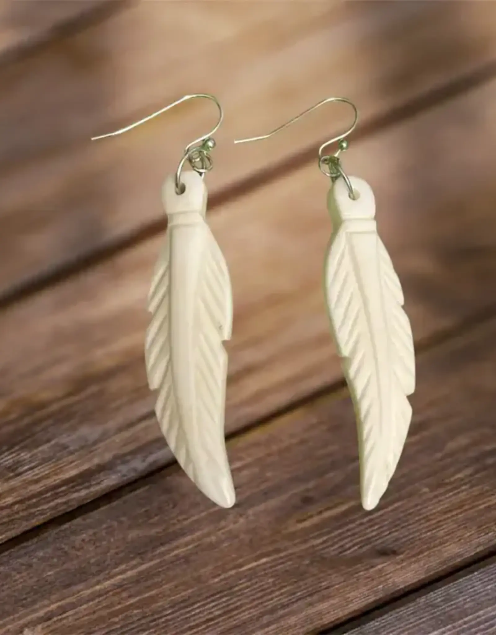 Hopes Unlimited Carved Feather Earrings