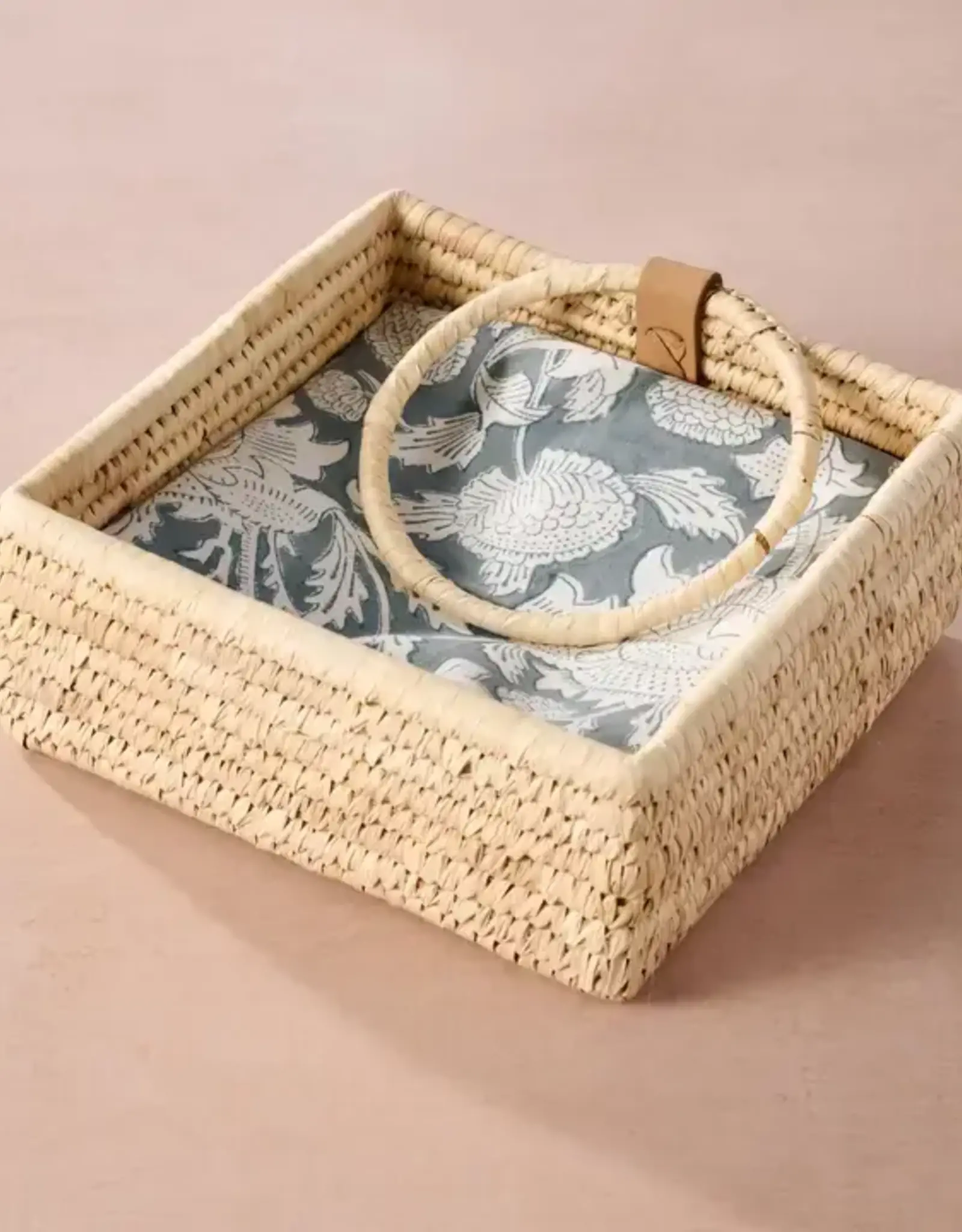 Ten Thousand Villages Khejur Woven Palm Leaf Napkin Basket