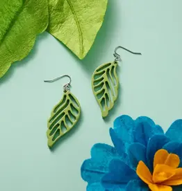 Ten Thousand Villages Bodhi Painted Leaves Earrings