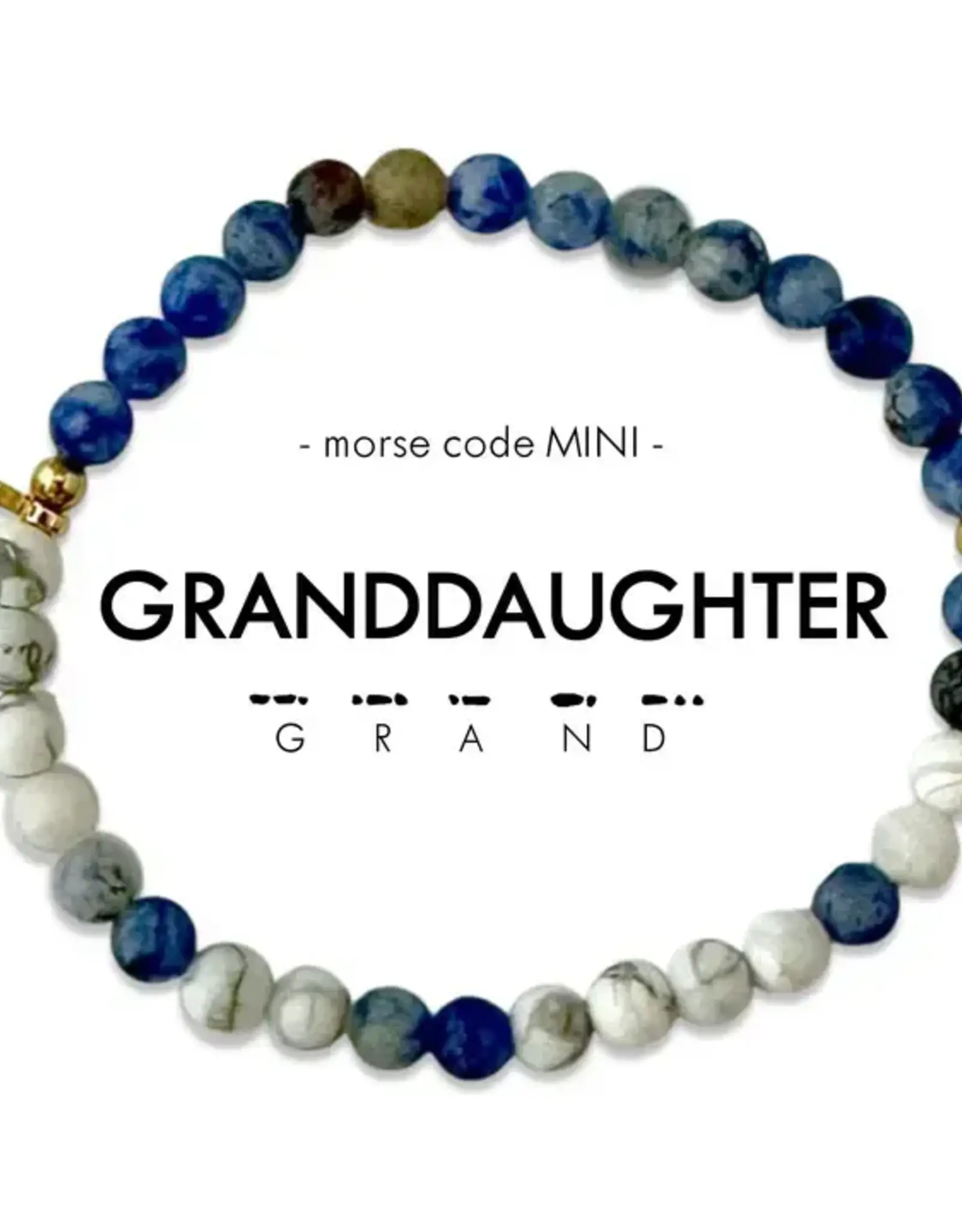 EthicGoods Mini Kids Morse Code Bracelet: Granddaughter (Lapis & Howlite)