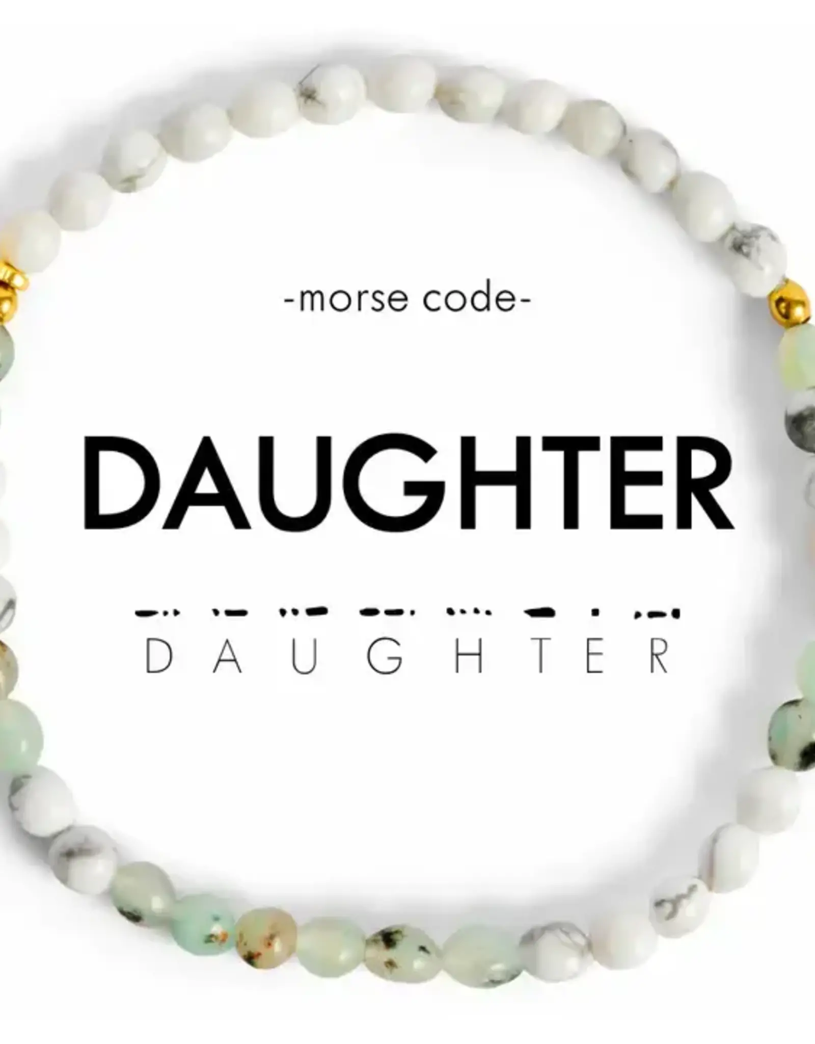 EthicGoods Morse Code Bracelet: Daughter (Marble & Jasper)