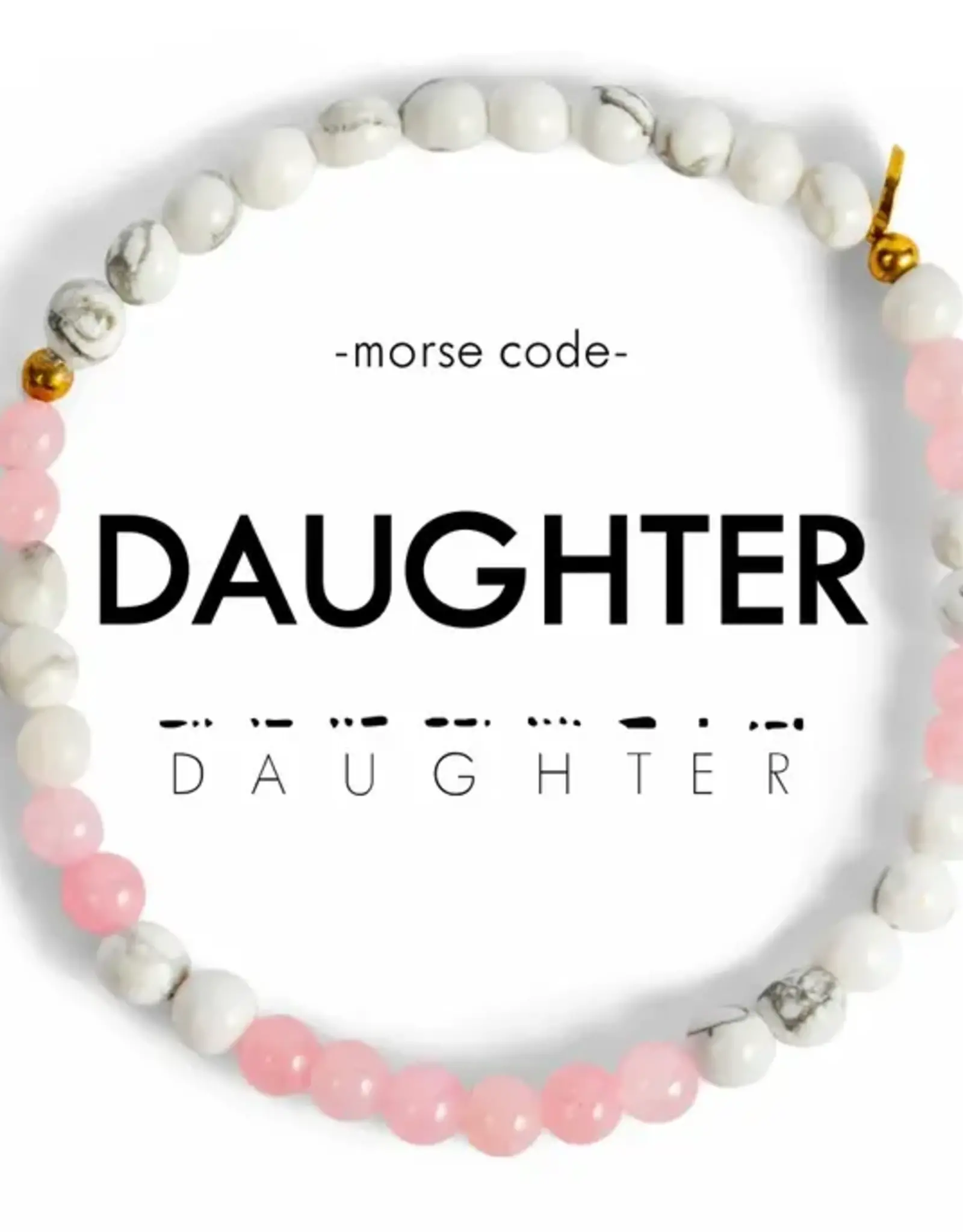 EthicGoods Morse Code Bracelet: Daughter (Marble & Light Pink)