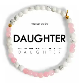EthicGoods Morse Code Bracelet: Daughter (Marble & Light Pink)