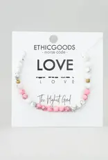 EthicGoods Morse Code Bracelet: Love (Pink Howlite & Howlite)