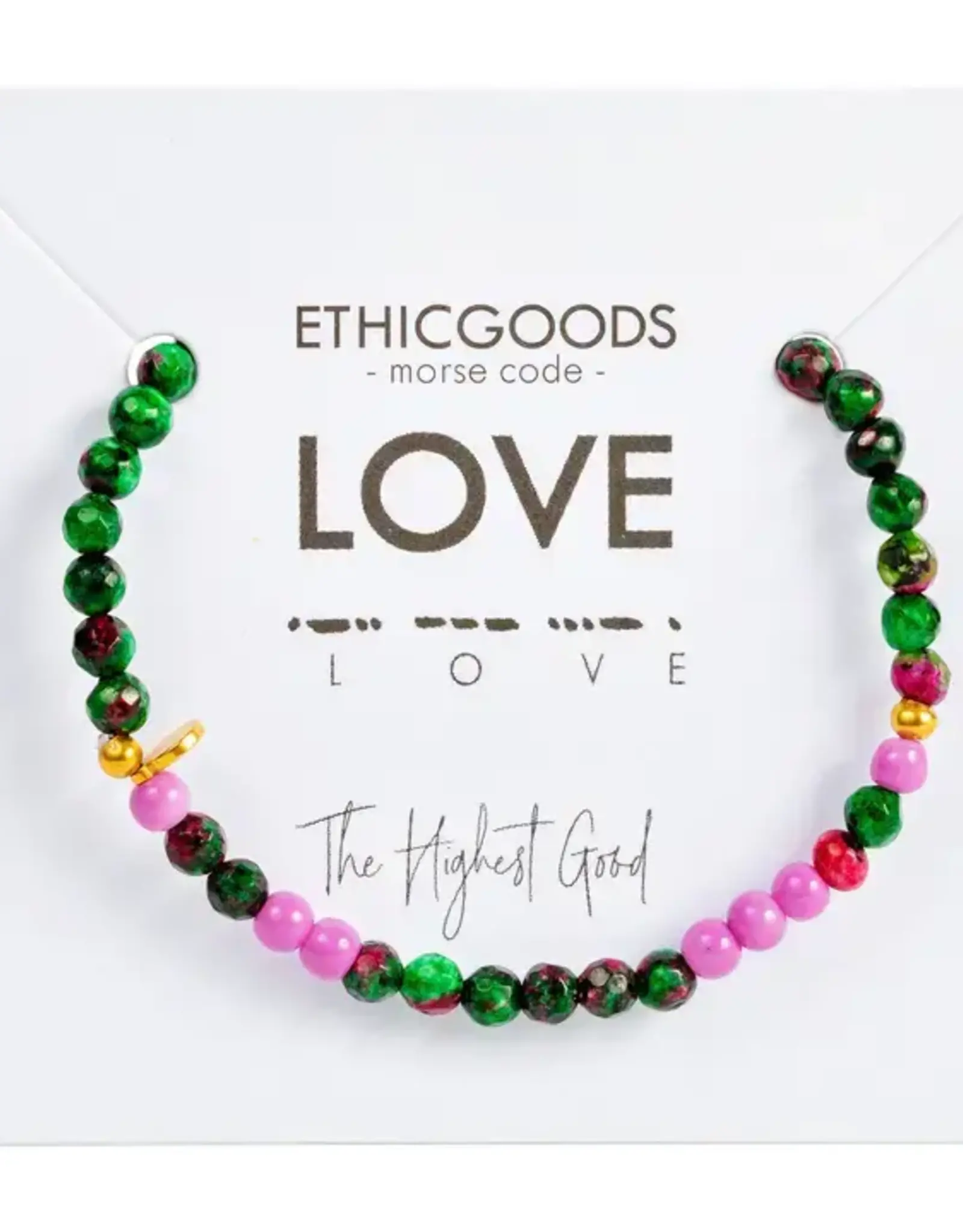 EthicGoods Morse Code Bracelet: Love (Zoisite & Bright Lilac)