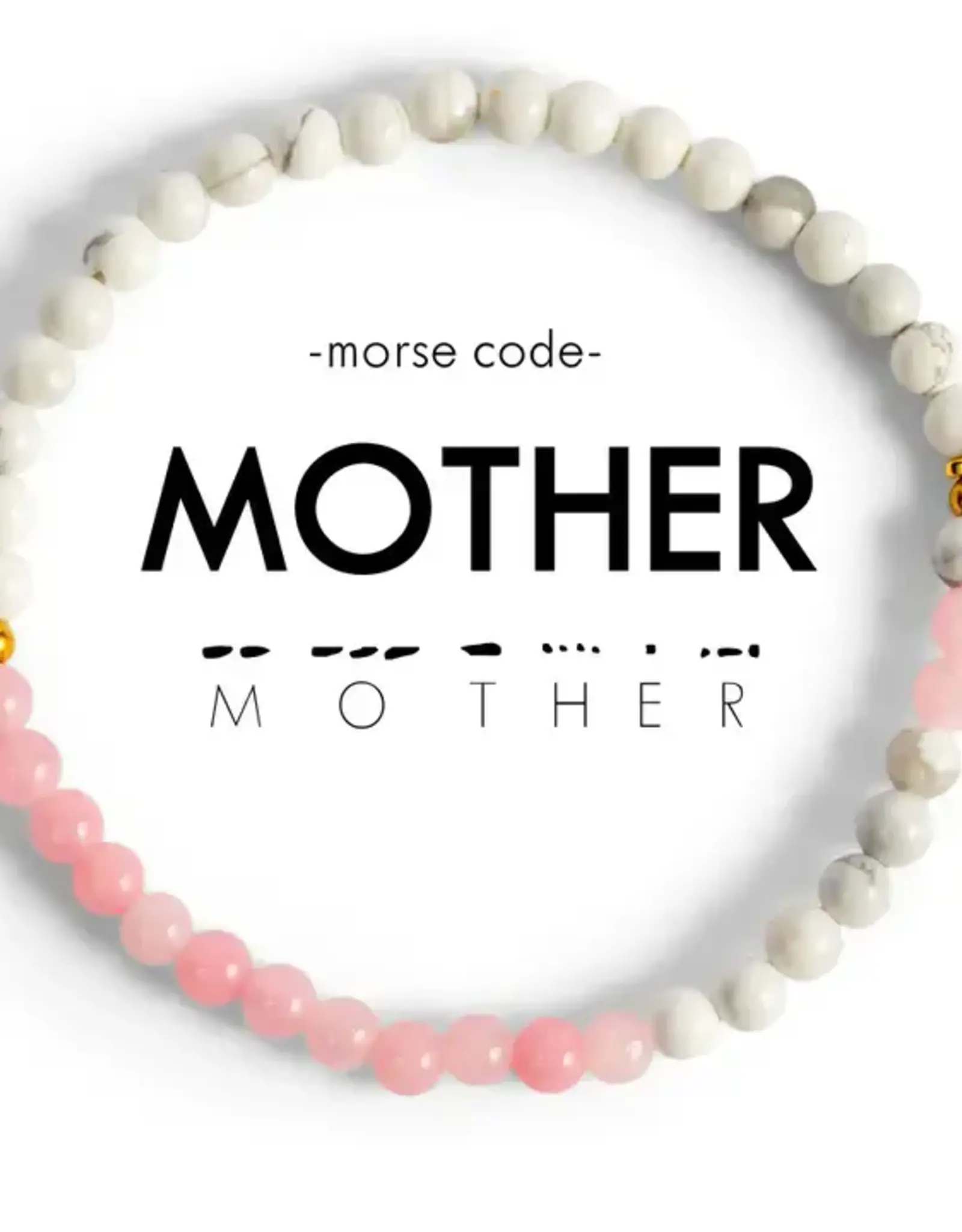 EthicGoods Morse Code Bracelet: Mother (Light Pink & Marble)