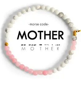 EthicGoods Morse Code Bracelet: Mother (Light Pink & Marble)