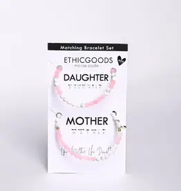 EthicGoods Morse Code Matching Bracelets: Mother & Daughter Rose Quartz & Howlite