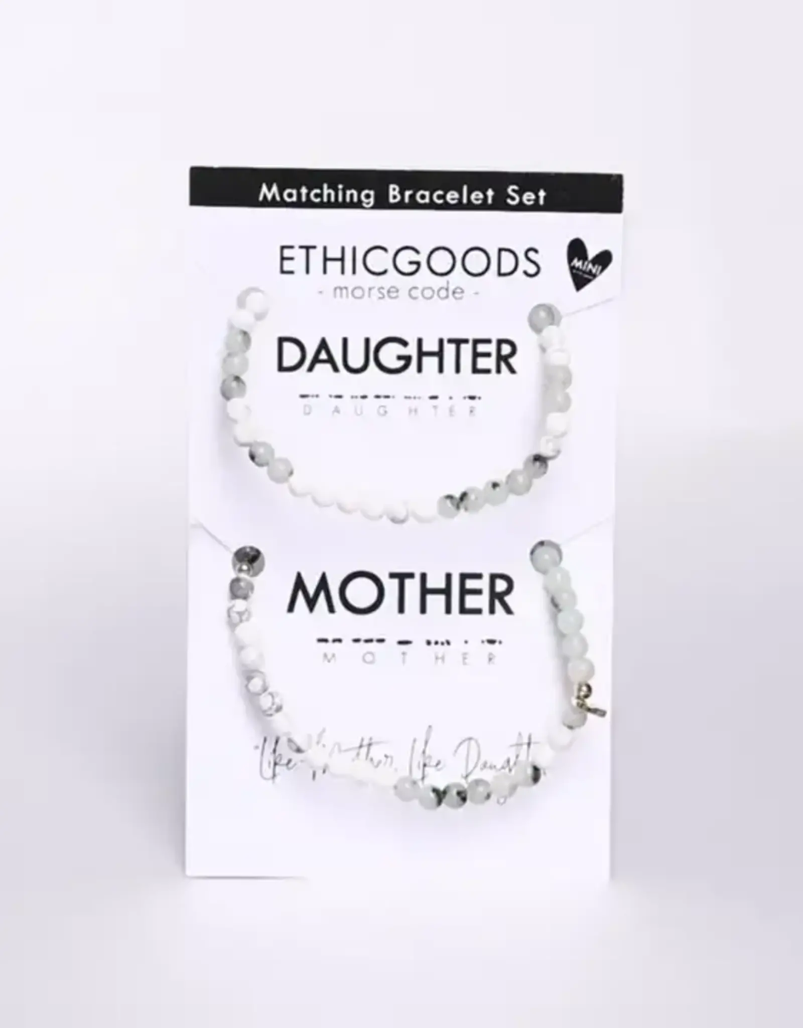 EthicGoods Morse Code Matching Bracelets: Mother & Daughter (Jasper & Howlite)