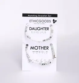 EthicGoods Morse Code Matching Bracelets: Mother & Daughter (Jasper & Howlite)