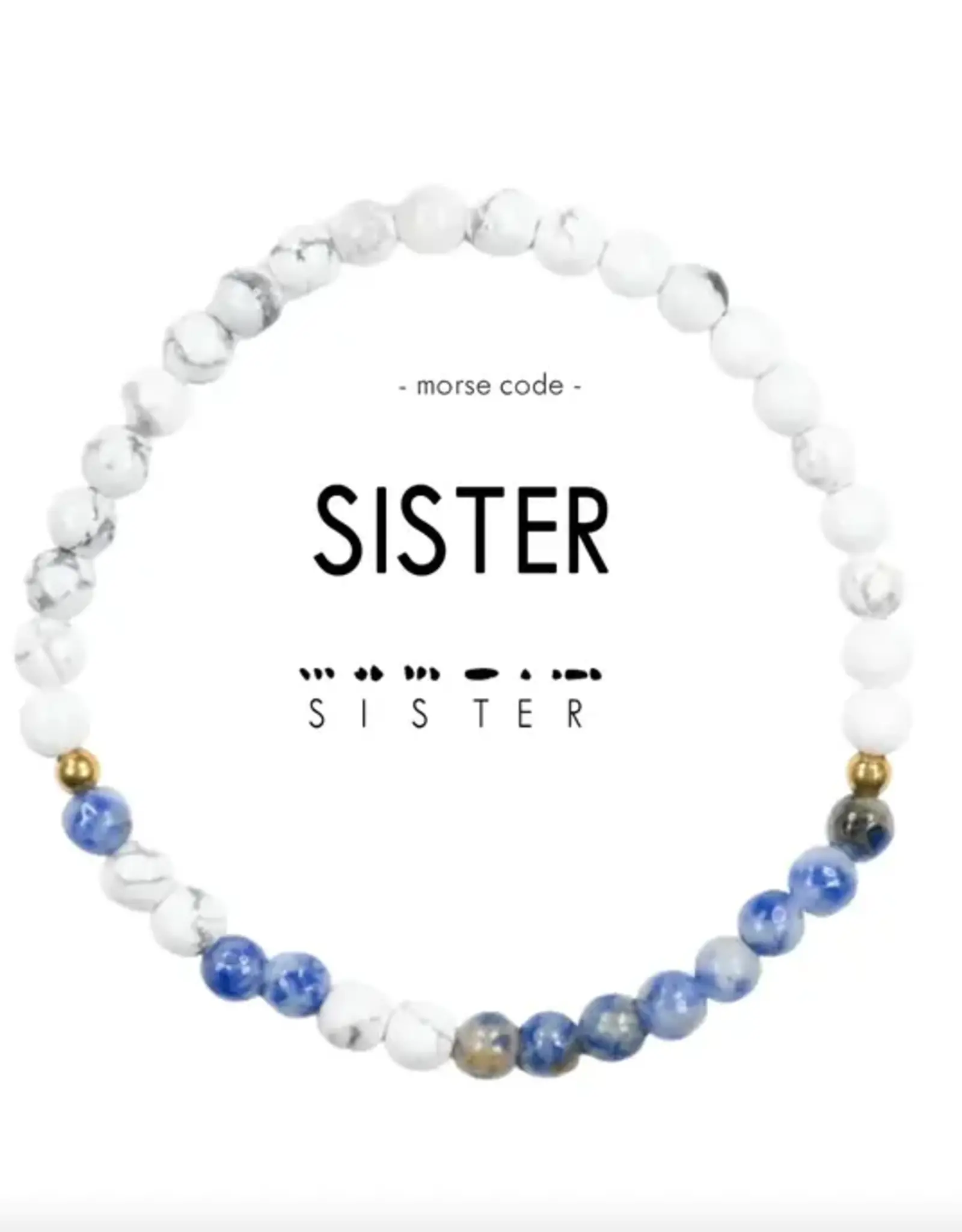 EthicGoods Morse Code Matching Bracelets: Sisters (Lapis & Howlite)