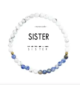 EthicGoods Morse Code Matching Bracelets: Sisters (Lapis & Howlite)