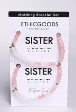 EthicGoods Morse Code Matching Bracelets: Sisters (Lilac & Howlite)