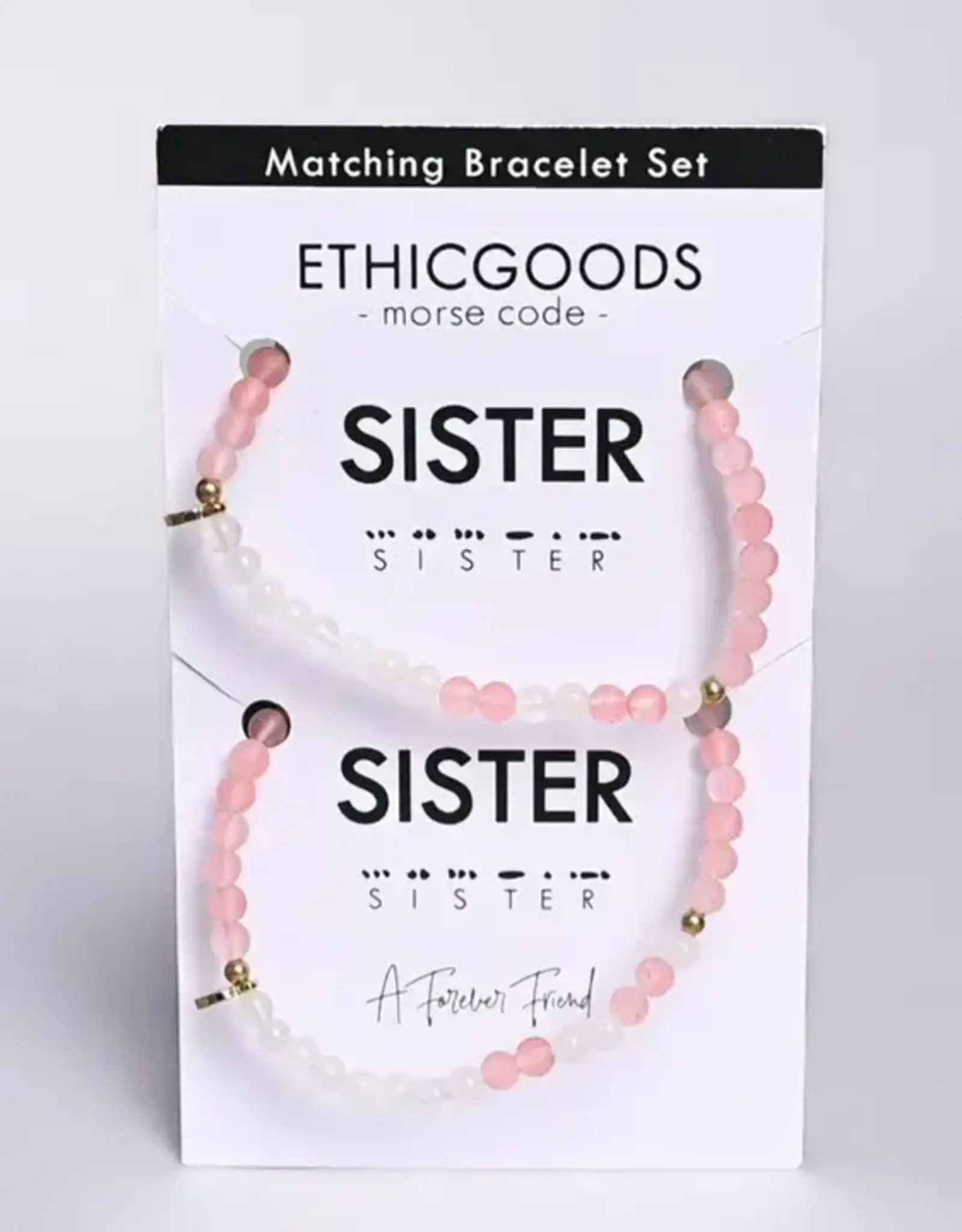 EthicGoods Morse Code Matching Bracelets: Sisters (Lilac & Howlite)