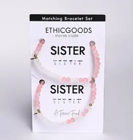 EthicGoods Morse Code Matching Bracelets: Sisters (Lilac & Howlite)