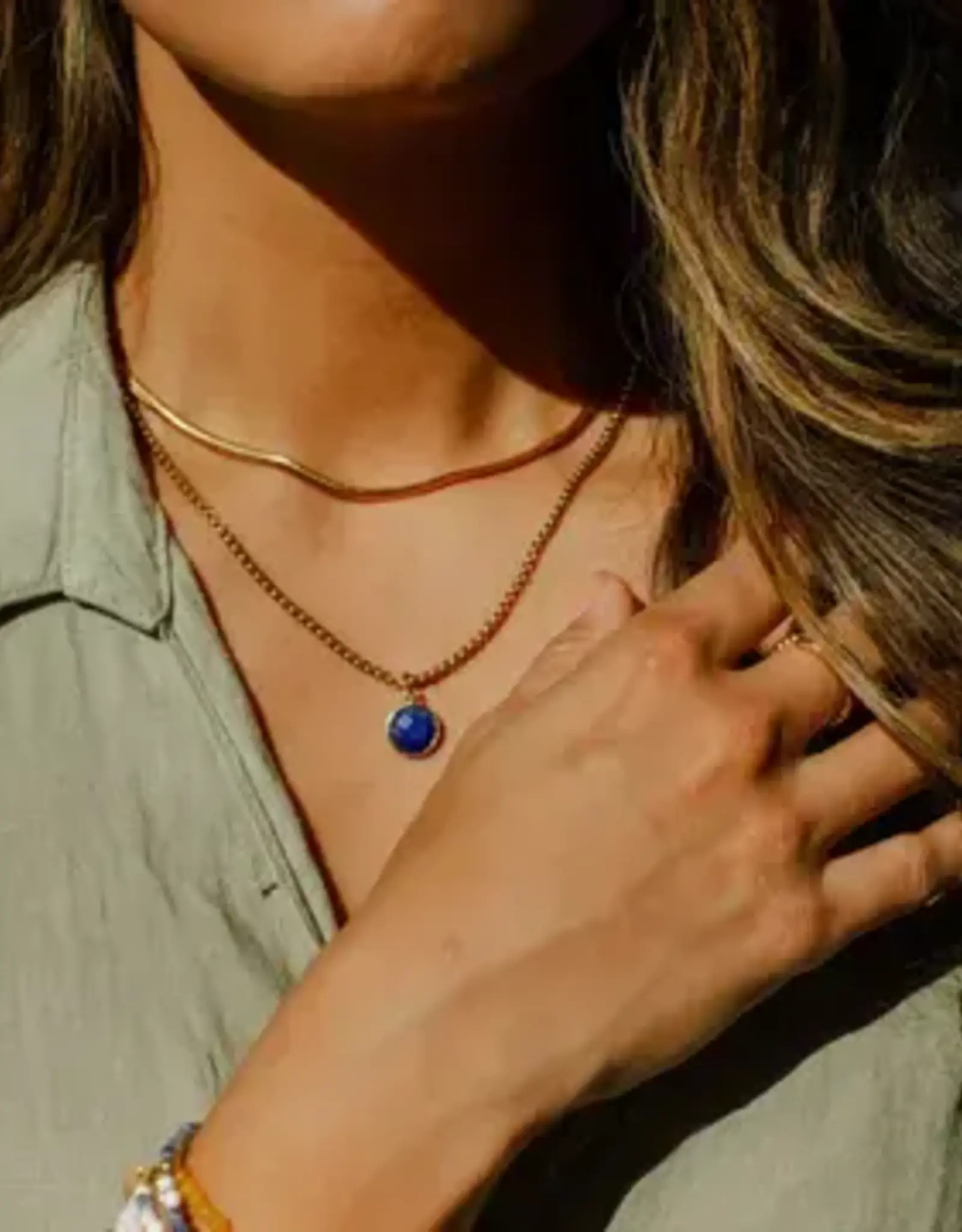 EthicGoods Classic Herringbone Gold Chain Necklace