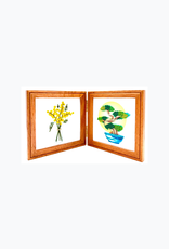 Bunyaad Pakistan Natural Red Oak Etched Duo Frame Hinged