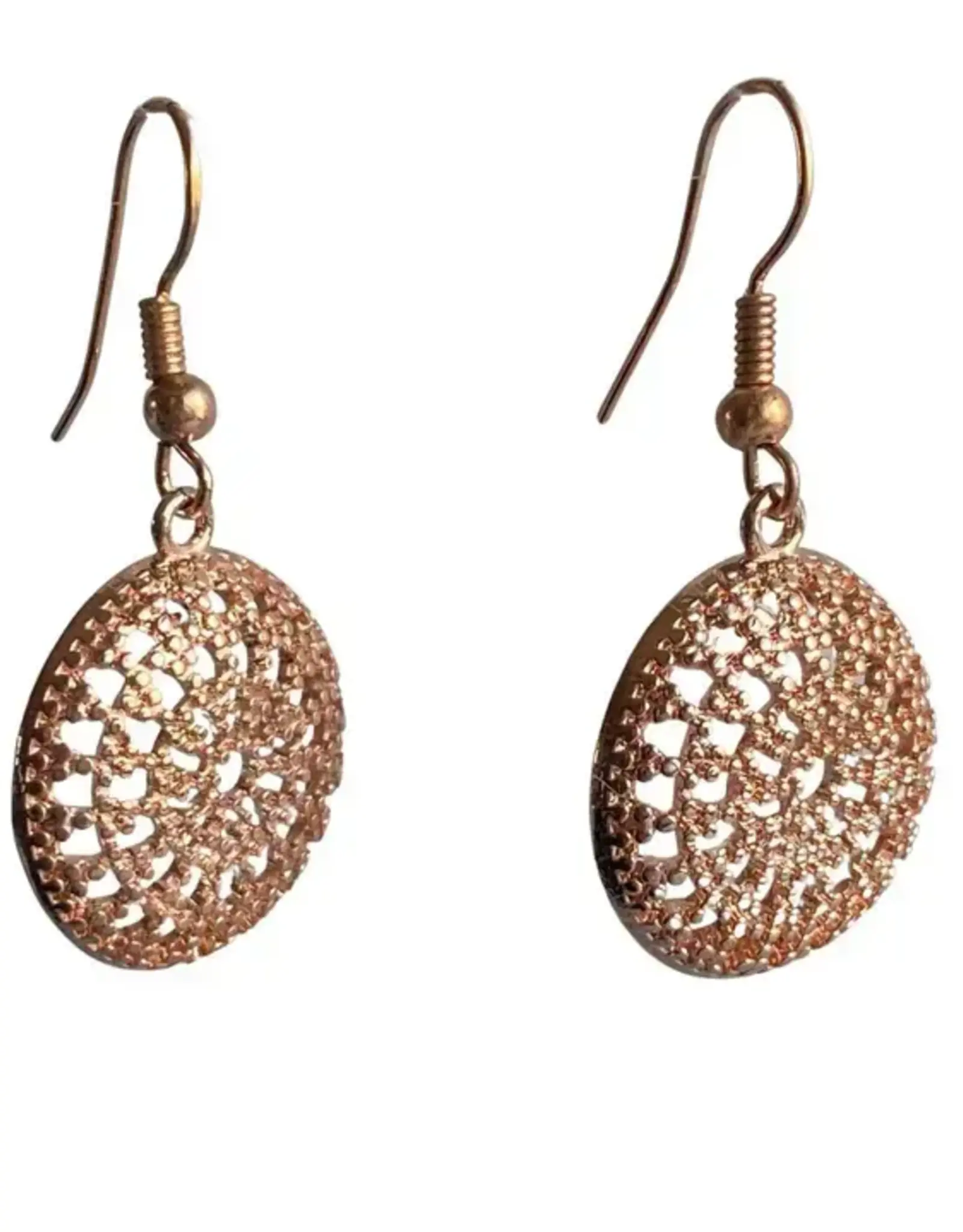 Ethical Global Sun Filigree Dangle Earrings - Rose Gold