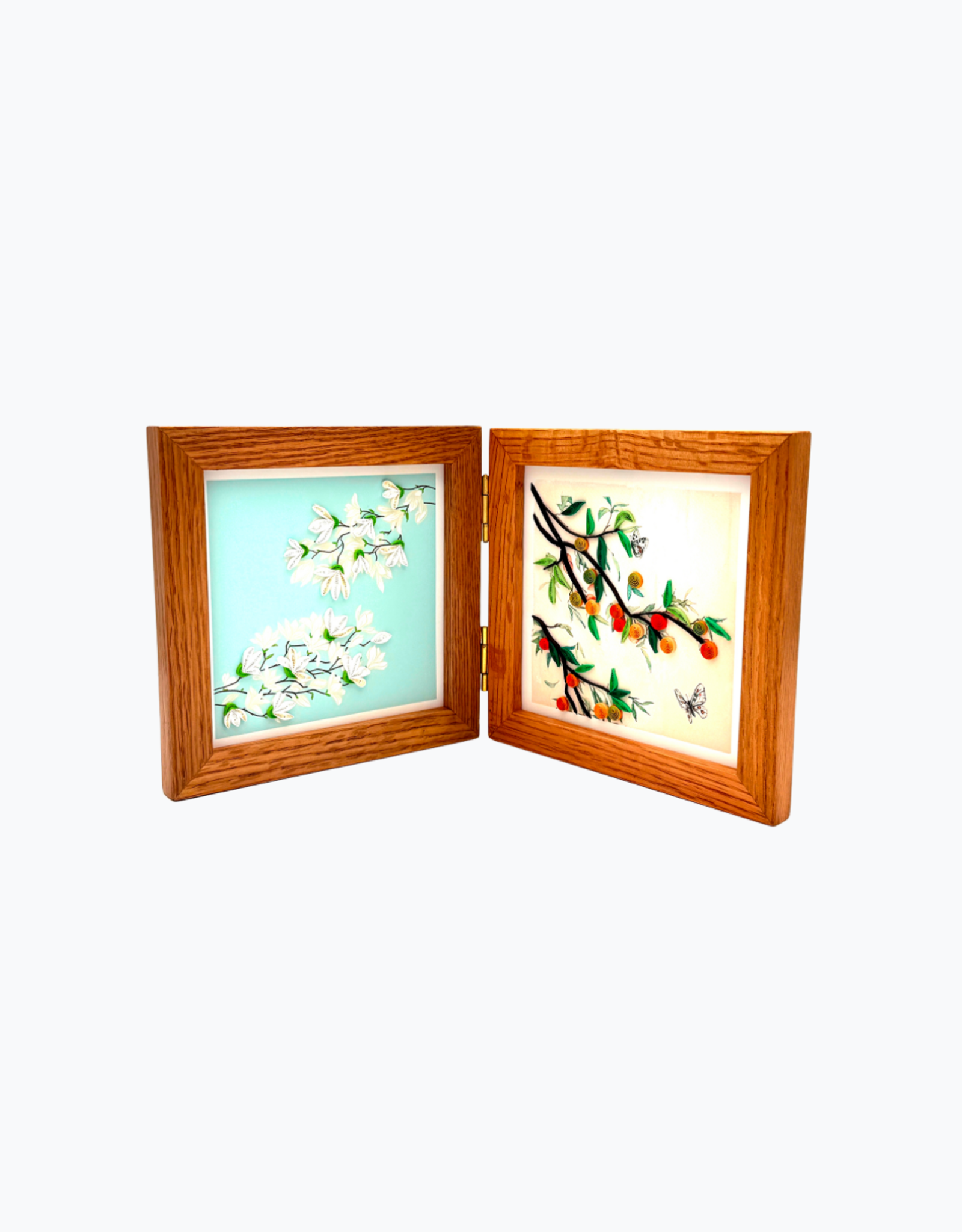 Bunyaad Pakistan Natural Red Oak Wood Duo Frame Hinged