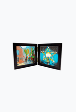 Bunyaad Pakistan 212631 Dark Red Oak Etched Duo Frame Hinged