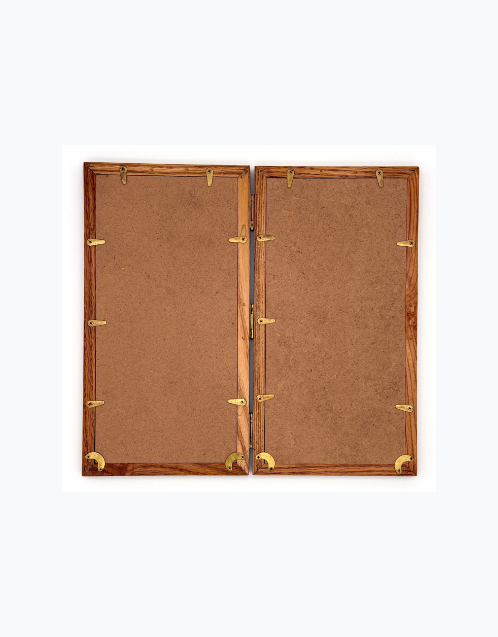 Bunyaad Pakistan Natural Red Oak Striped Wood Quad Frame Hinged