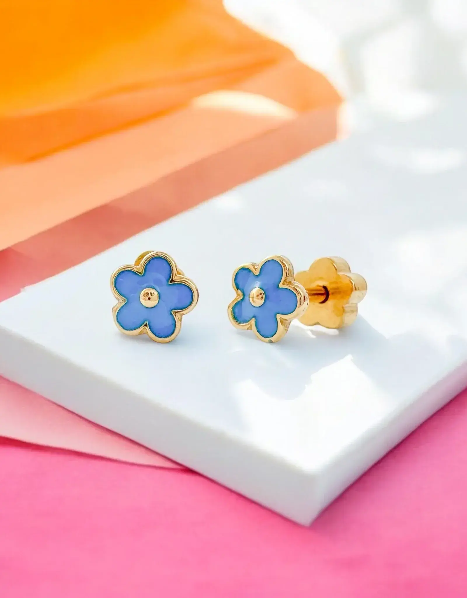 EthicGoods Classic Mini Studs: Blue Flowers
