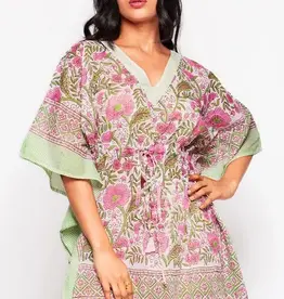 Sevya Handmade Namita Block Print Caftans - Pink and Green