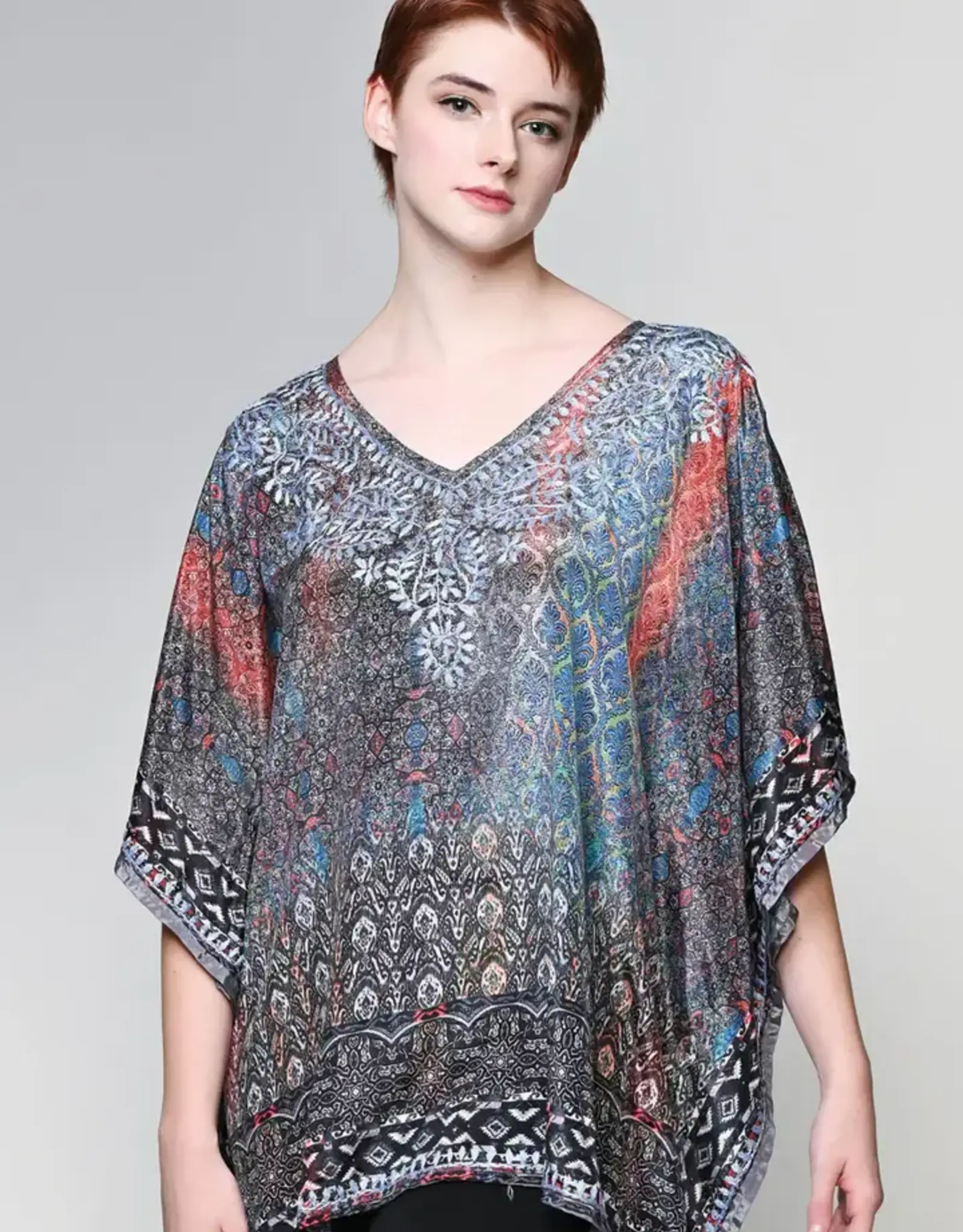 Sevya Handmade Ranita Hand Embroidered Top Silver Multi