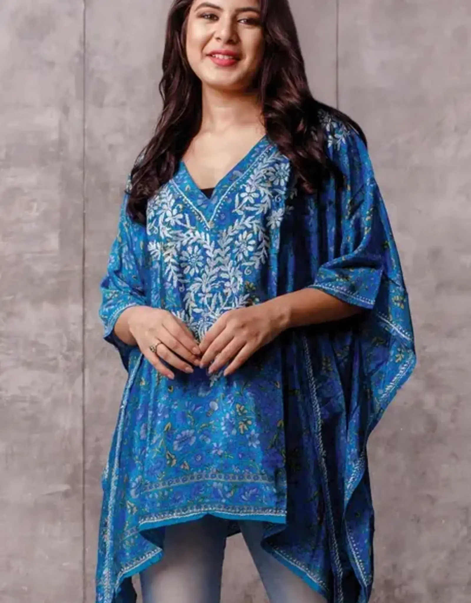 Sevya Handmade Demira Embroidered Top | Blue