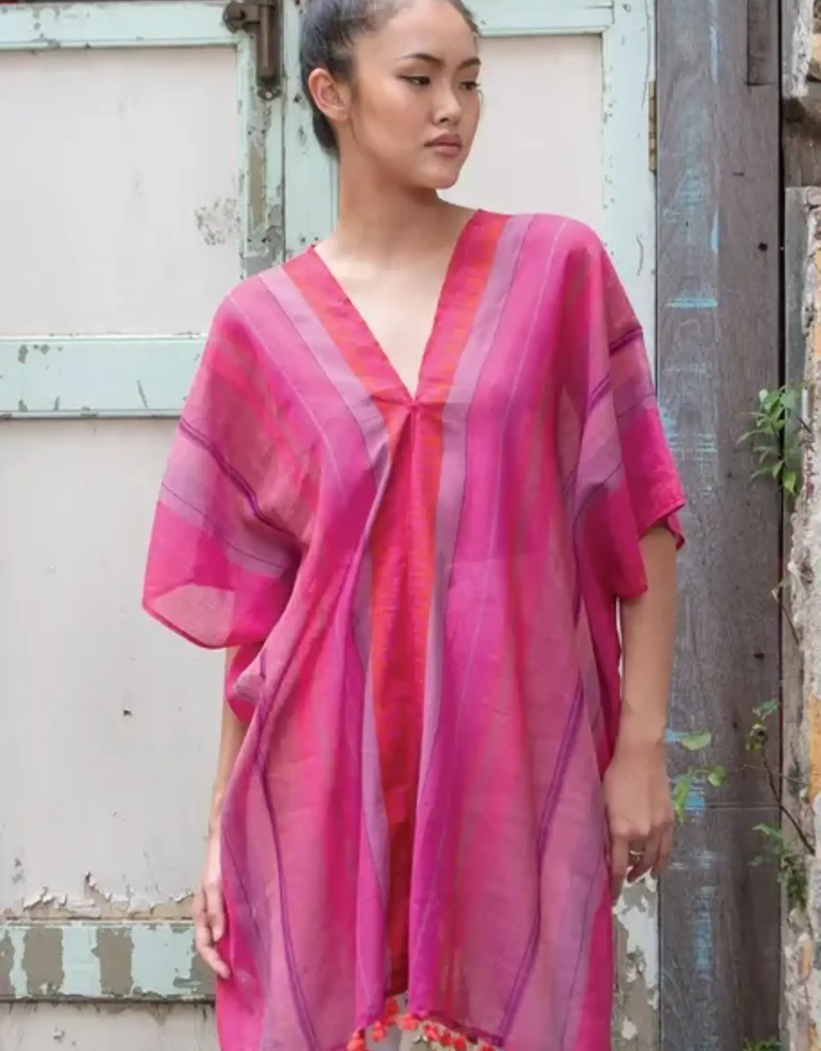 Sevya Handmade Aishani Handloom Top Fuchsia