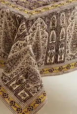 Sevya Handmade Kalamkari Tablecloth - Black- 90" l x 60" w