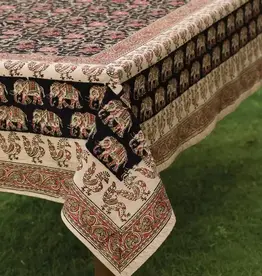 Sevya Handmade Elephant Kalamkari Tablecloth - 60" x 90"