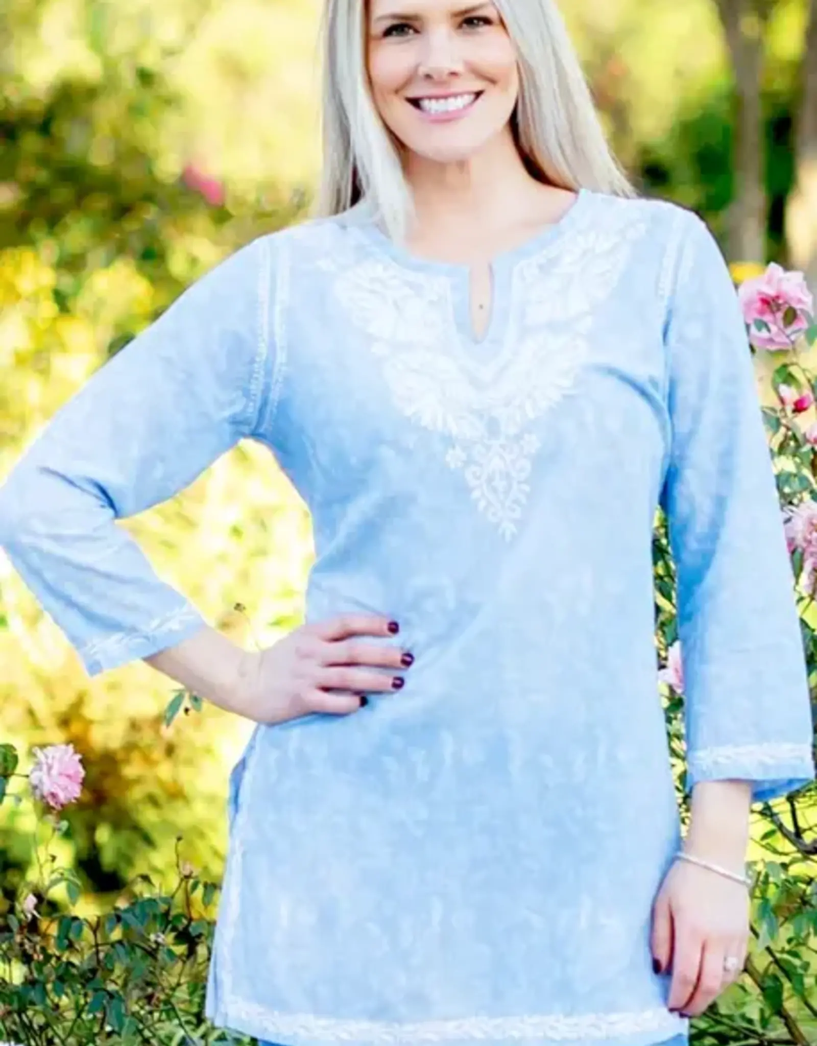 Sevya Handmade Devaki Cotton Tunic - Sky Blue