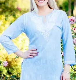Sevya Handmade Devaki Cotton Tunic - Sky Blue