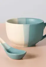 Ten Thousand Villages Pheeka Striped Jumbo Mug with Spoon