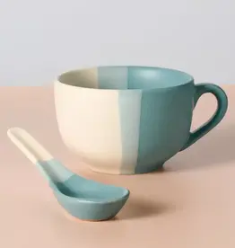 Ten Thousand Villages Pheeka Striped Jumbo Mug with Spoon