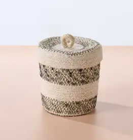 Ten Thousand Villages Dorakata Stitched Jute Basket with Lid