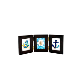Bunyaad Pakistan 212133 Dark Red Oak Etched Wood Frame - Gift Enclosure Trio Hinged