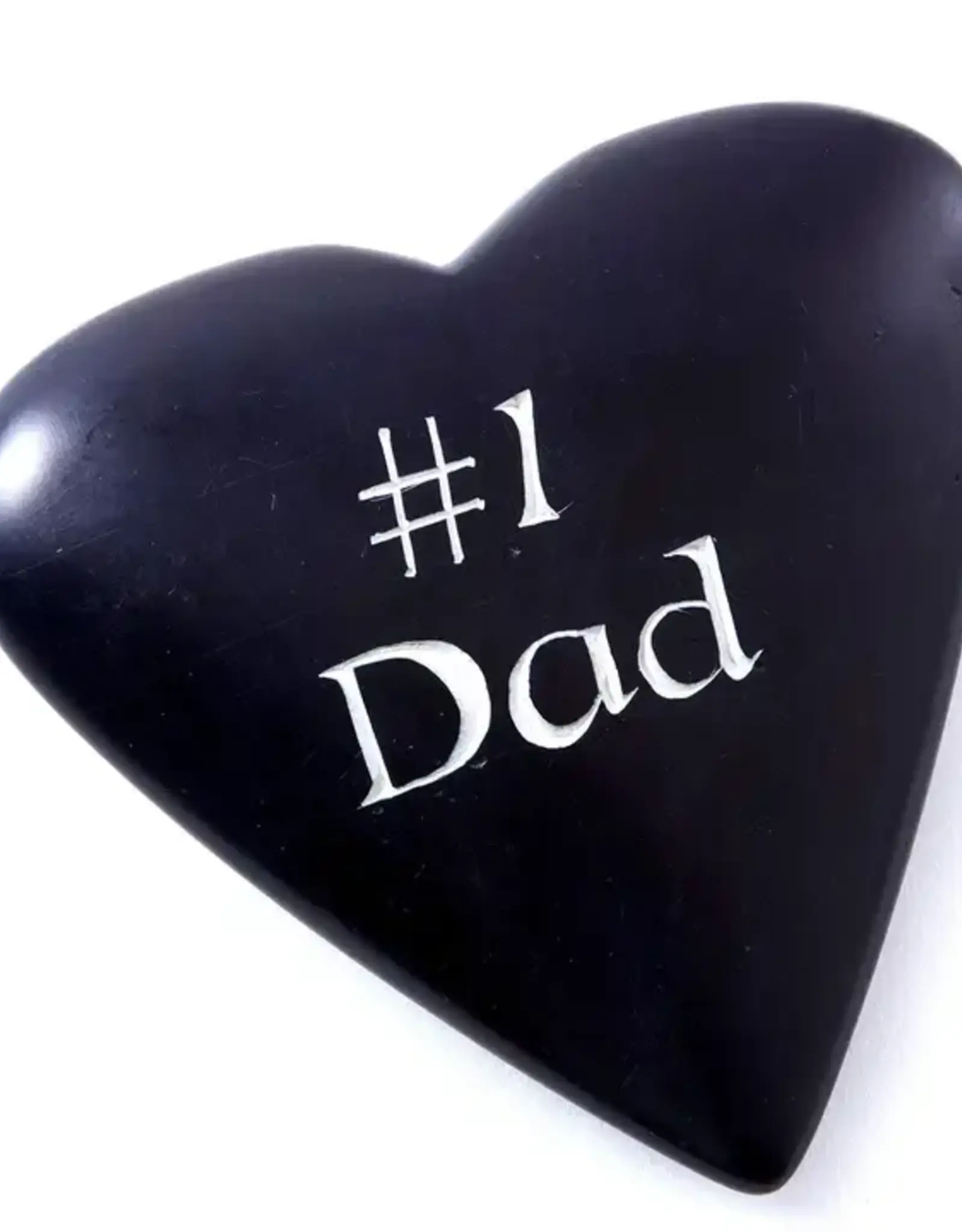 Swahili African Modern Kisii Stone Celebration Heart - #1 Dad