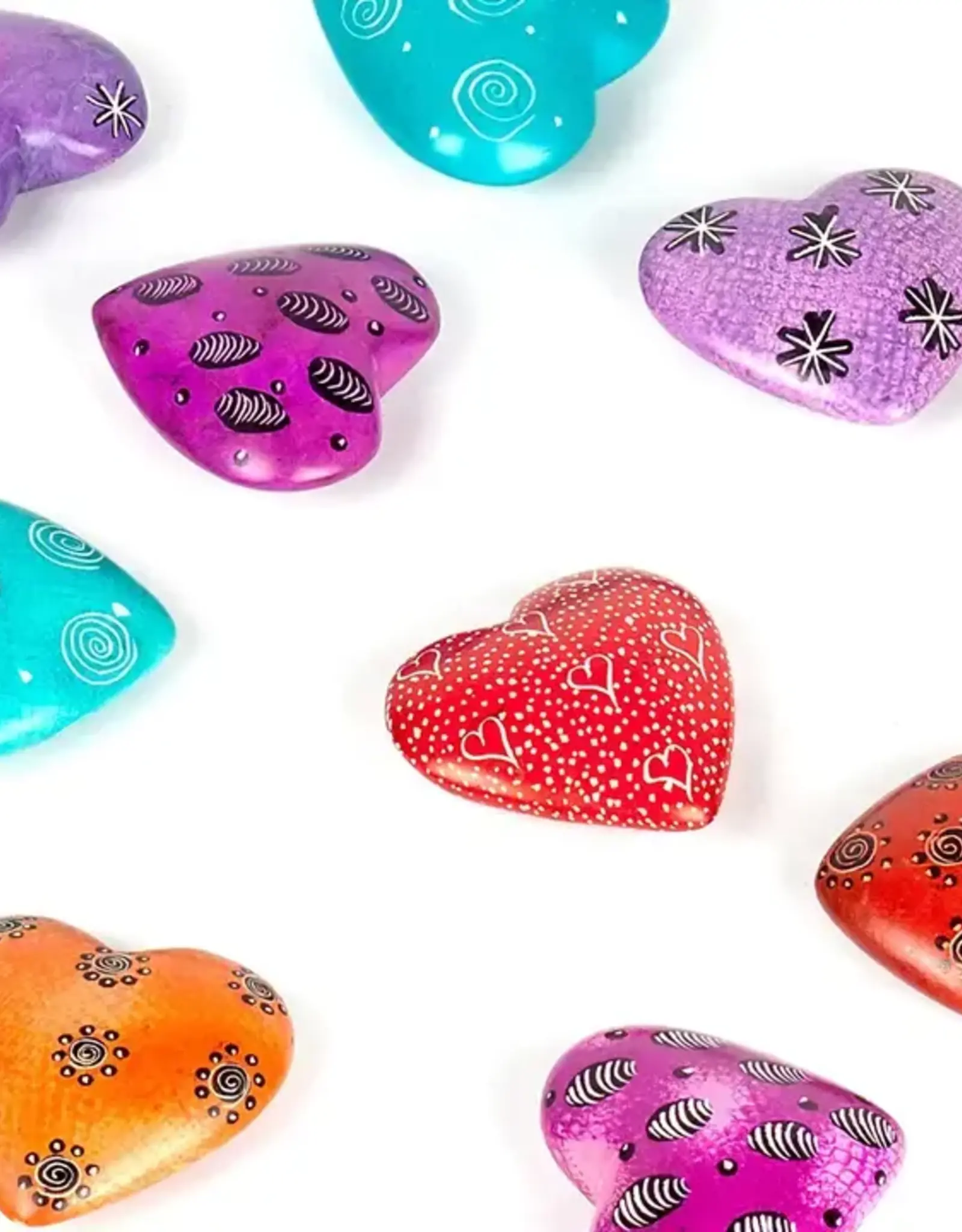 Swahili African Modern Mini Soapstone Hearts