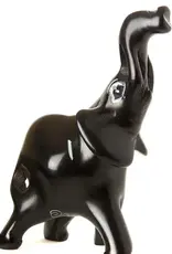 Swahili African Modern Black Stone Trumpeting Elephant