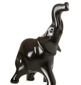 Swahili African Modern Black Stone Trumpeting Elephant