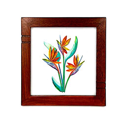 Bunyaad Pakistan CAN 211240 Natural Mahogany Striped Wood Frame - 6"x6"