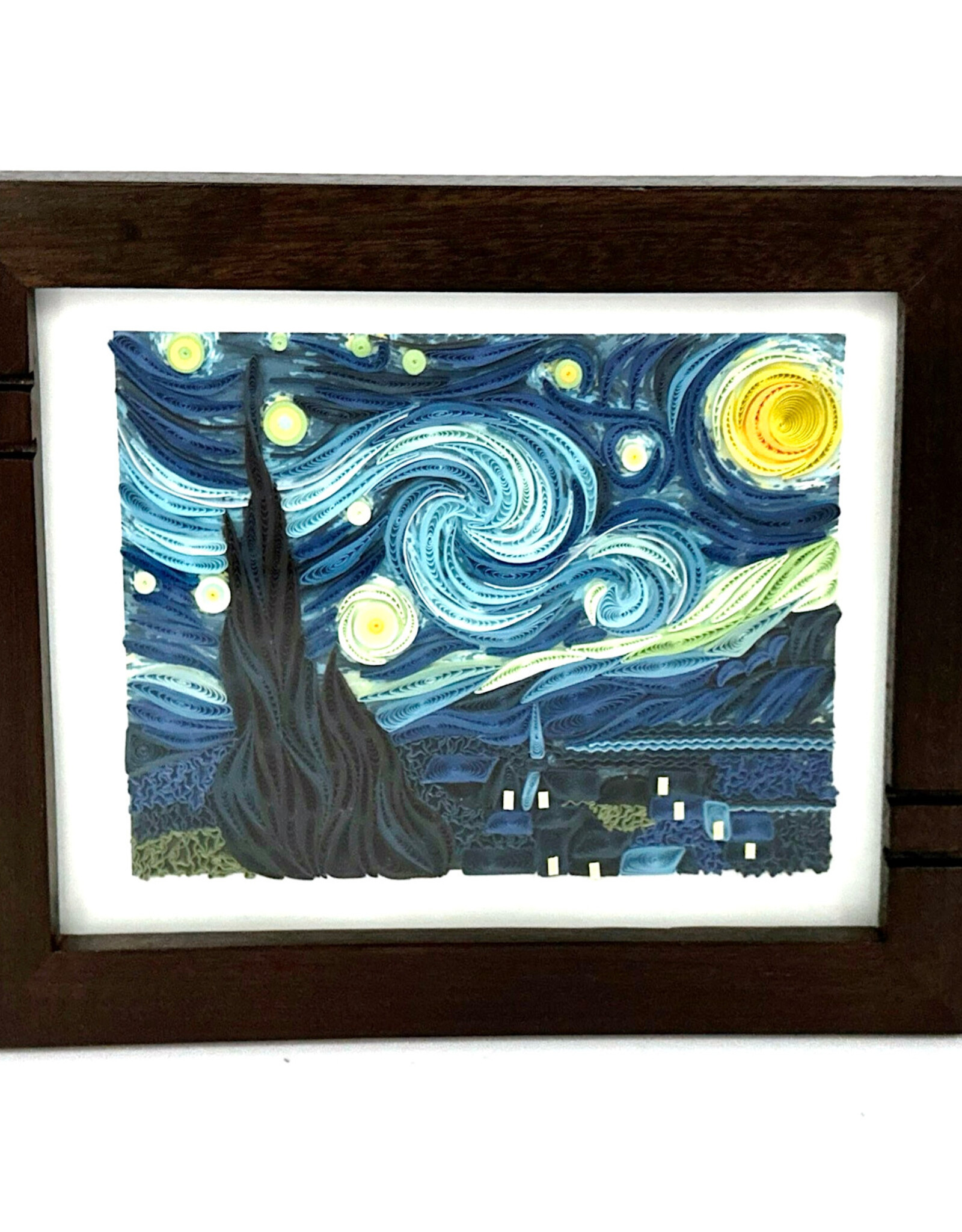 Bunyaad Pakistan CAN 212340 Dark Red Oak Striped Wood Frame -  5"x7"