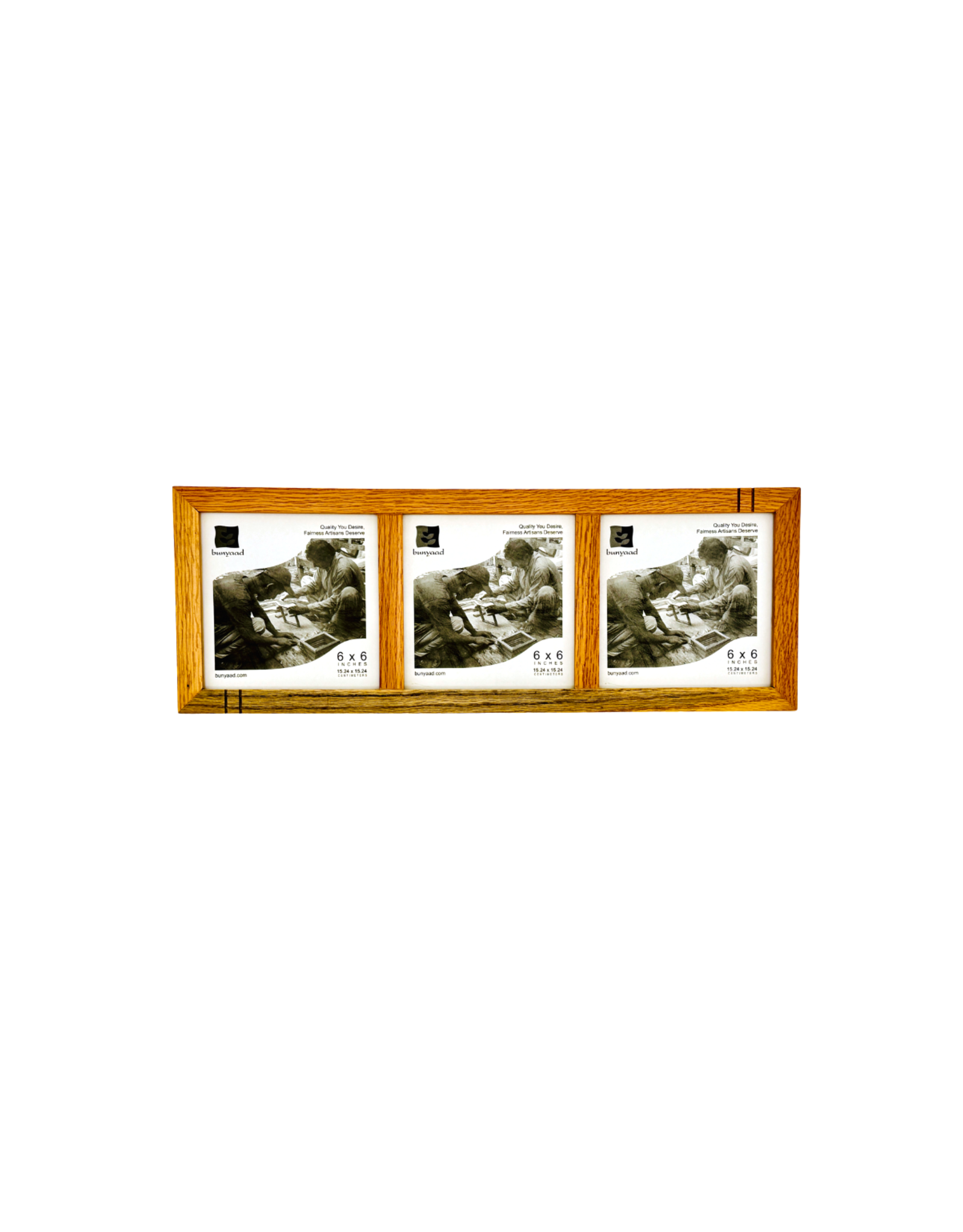 Bunyaad Pakistan 213440 Natural Red Oak Striped Wood Trio Frame