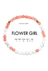 EthicGoods Mini Kids Morse Code Bracelet: Flower Girl (Marble & Crystal Pink)