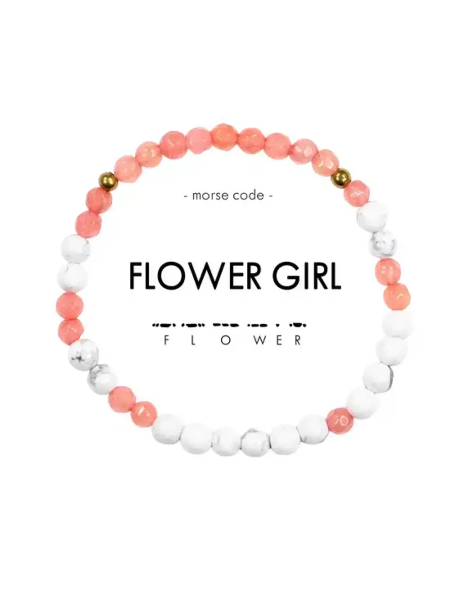 EthicGoods Mini Kids Morse Code Bracelet: Flower Girl (Marble & Crystal Pink)