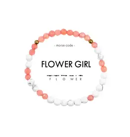 EthicGoods Mini Kids Morse Code Bracelet: Flower Girl (Marble & Crystal Pink)