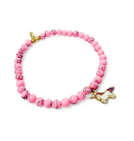 EthicGoods Mini Kids Charm Bracelet: Unicorn Magenta Howlite